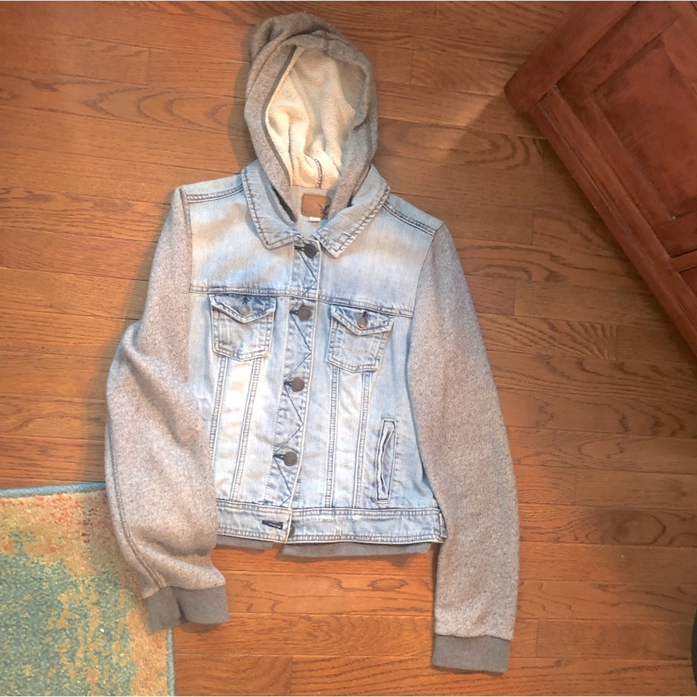 American Eagle Jean/Sweatshirt Jacket with hood